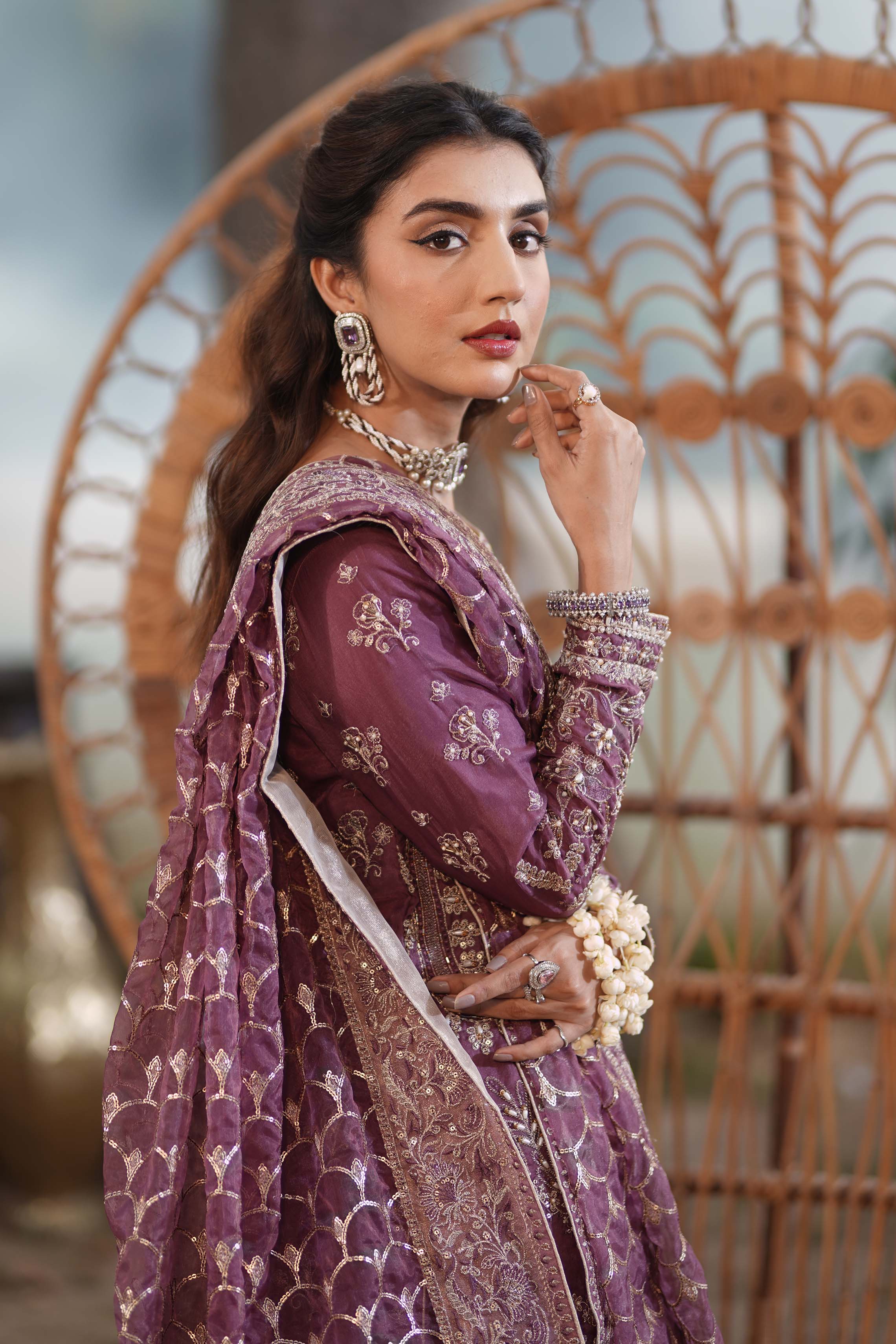 Motif Organza Embroidered Suit-009 - Image 3
